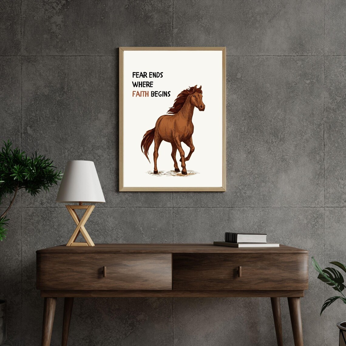 Fear Ends Where Faith Begins Chestnut Horse Inspirational Quote Poster - Image 5
