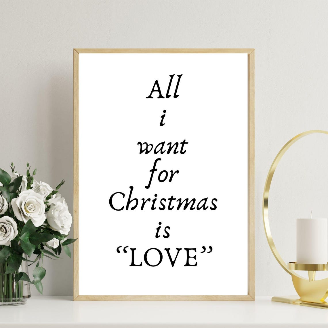 All I Want For Christmas Is Love Minimalist Script Holiday Poster - Image 2
