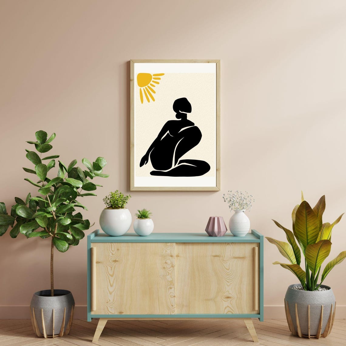 Matisse Inspired Black Female Silhouette Sun Modern Abstract Poster - Image 4