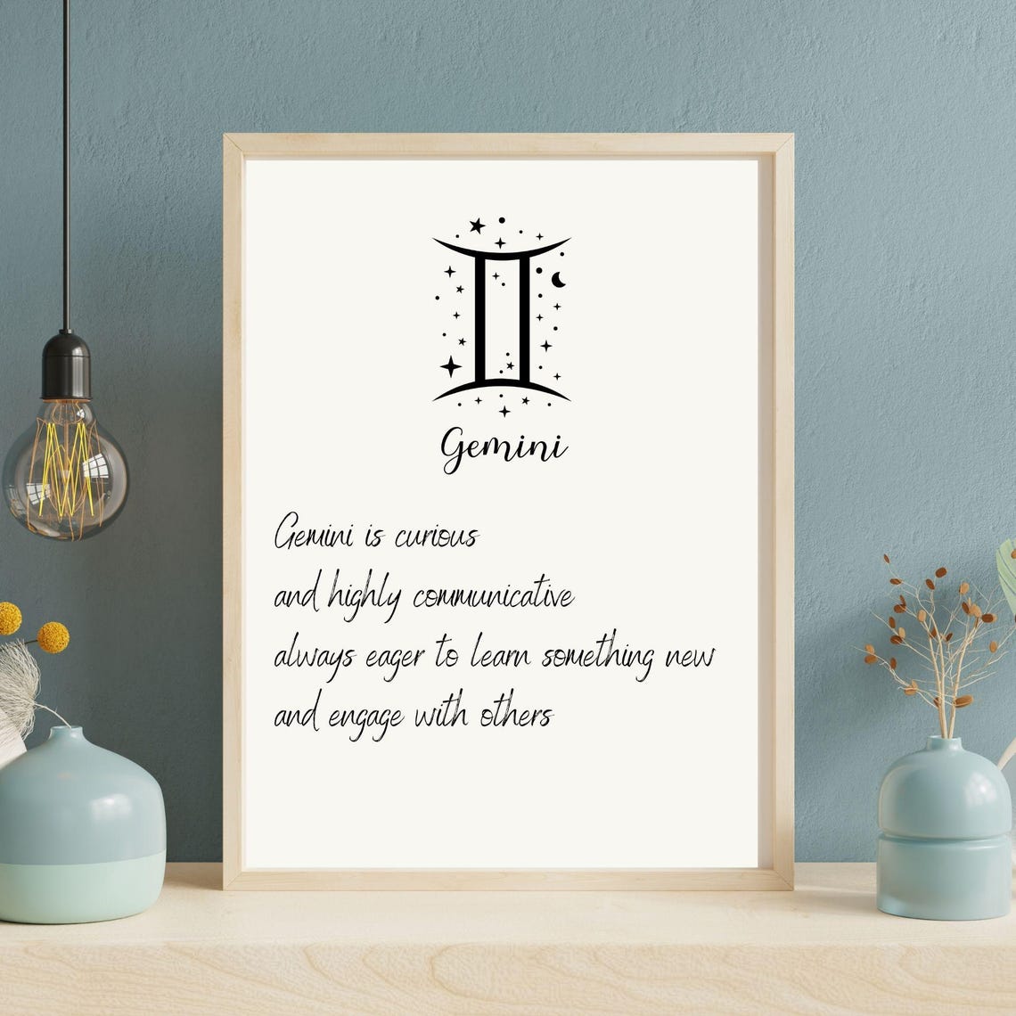 Gemini Zodiac Sign Minimalist Art Print