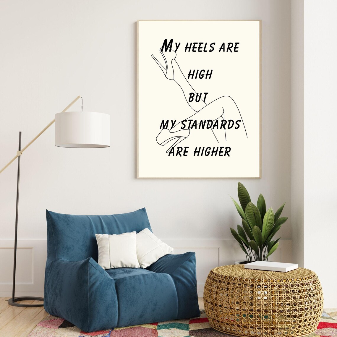 My Heels Are High My Standards Are Higher Legs Line Art Quote Poster - Image 4