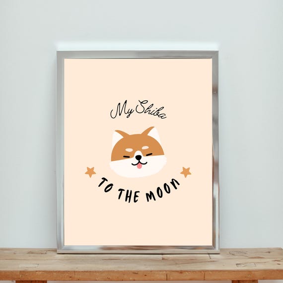 Shiba Inu Crypto Wall Art My Shiba To The Moon Minimalist Light Design Wall Art Crypto Wall Art Shiba Inu