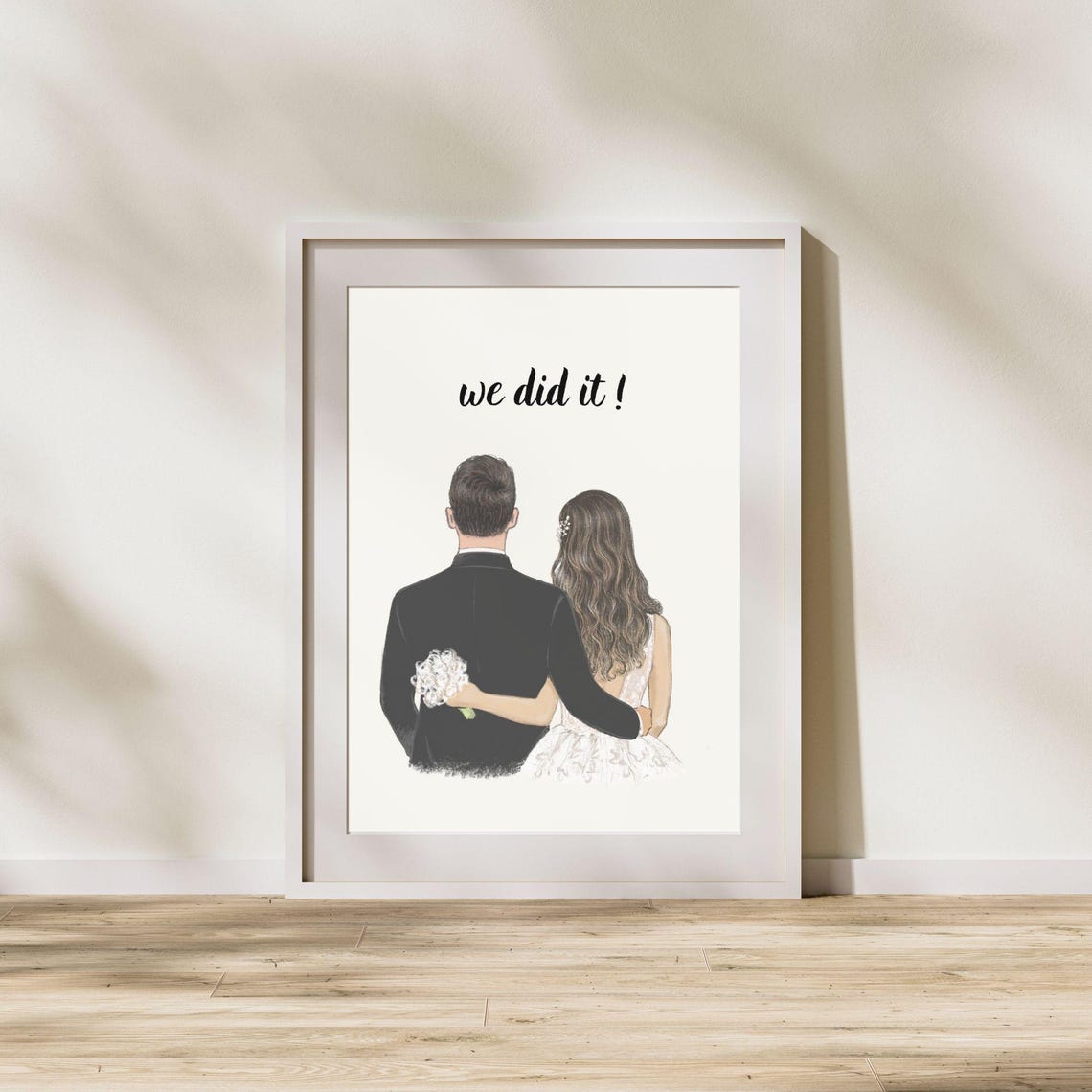 We Did It Bride And Groom Illustration Romantic Wedding Wall Poster - Image 4