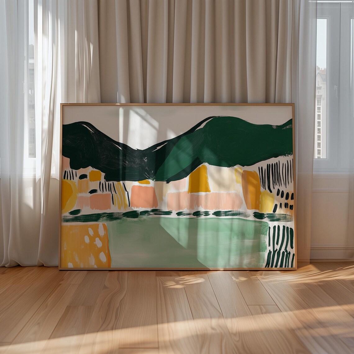 Abstract Village Landscape, Coastal Town Poster - Image 3