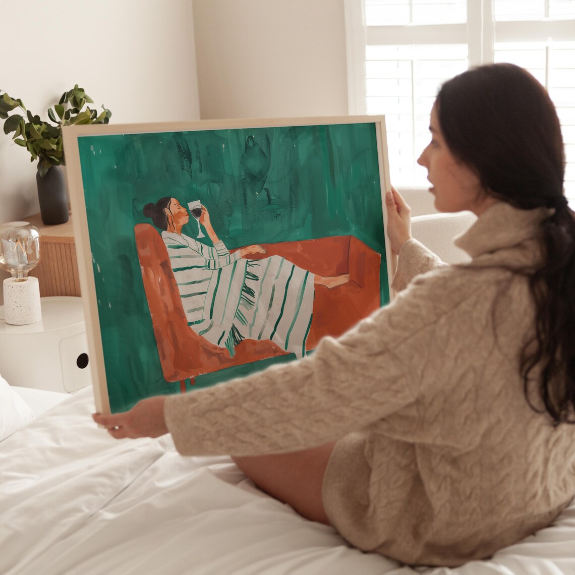 Emerald Green Abstract People Art Print, Contemporary - Image 3