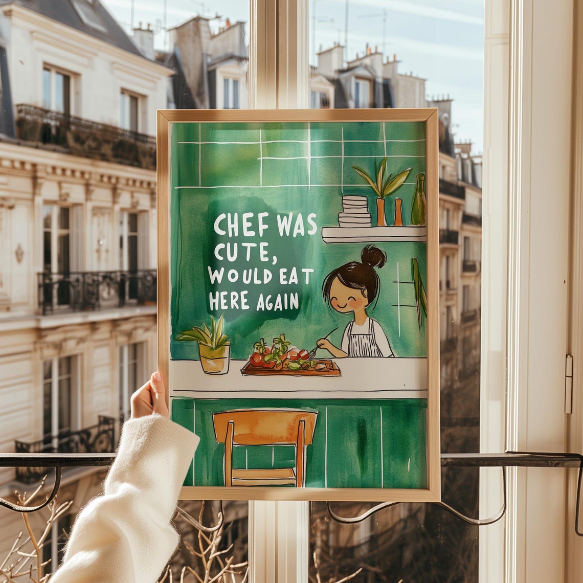 Chef Was Cute Would Eat Here Again Funny Kitchen Cooking Poster - Image 4