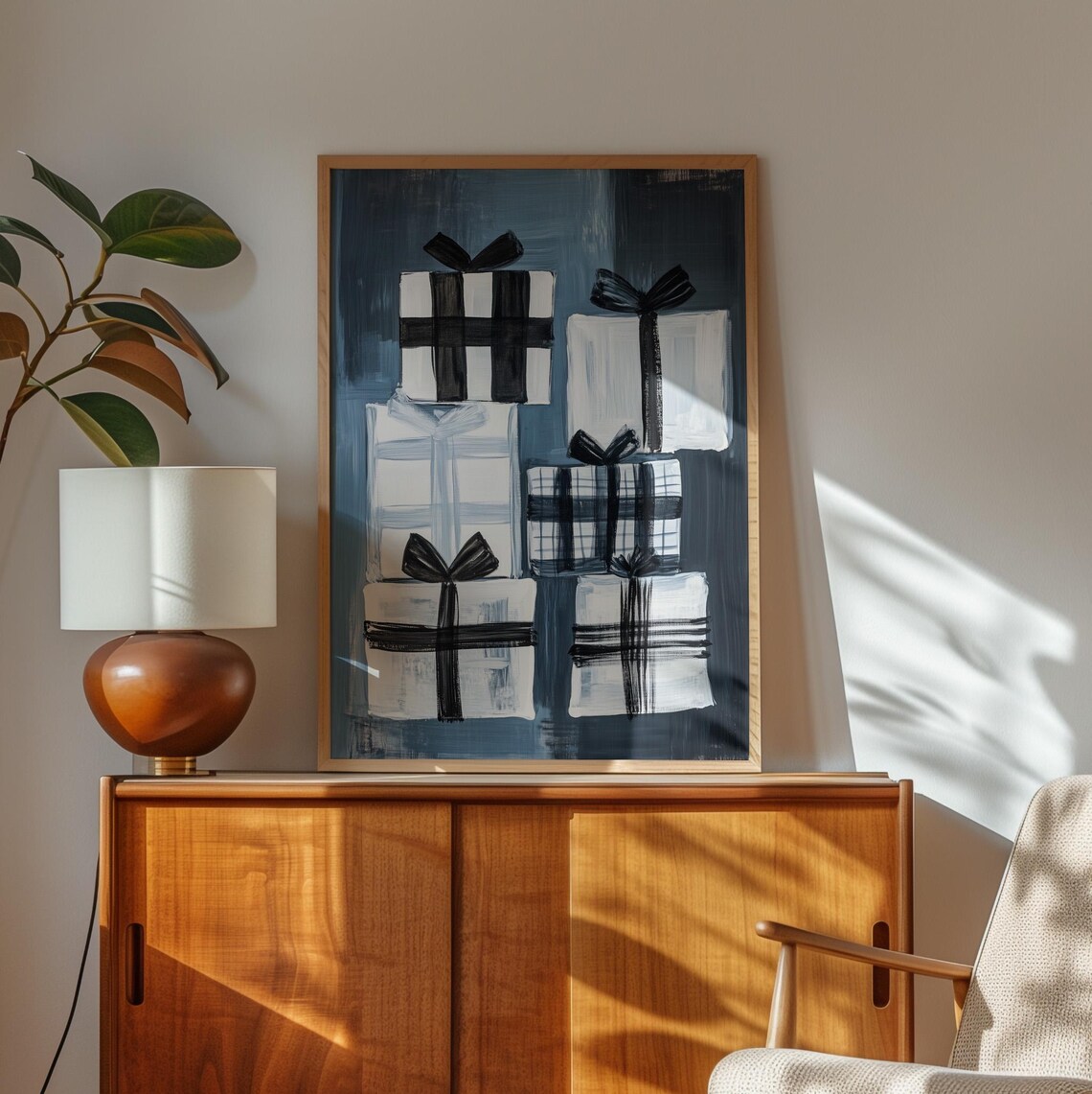 Abstract Gift Box, Minimalist Holiday Decor - Image 3
