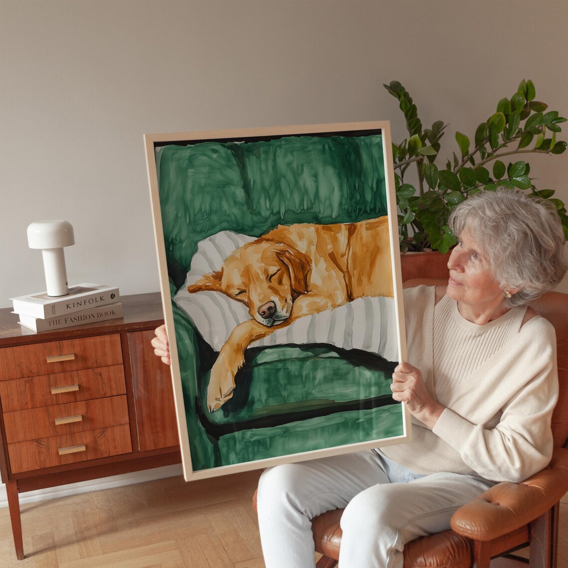 Golden Retriever Sleeping Watercolor Dog Art Print - Image 2