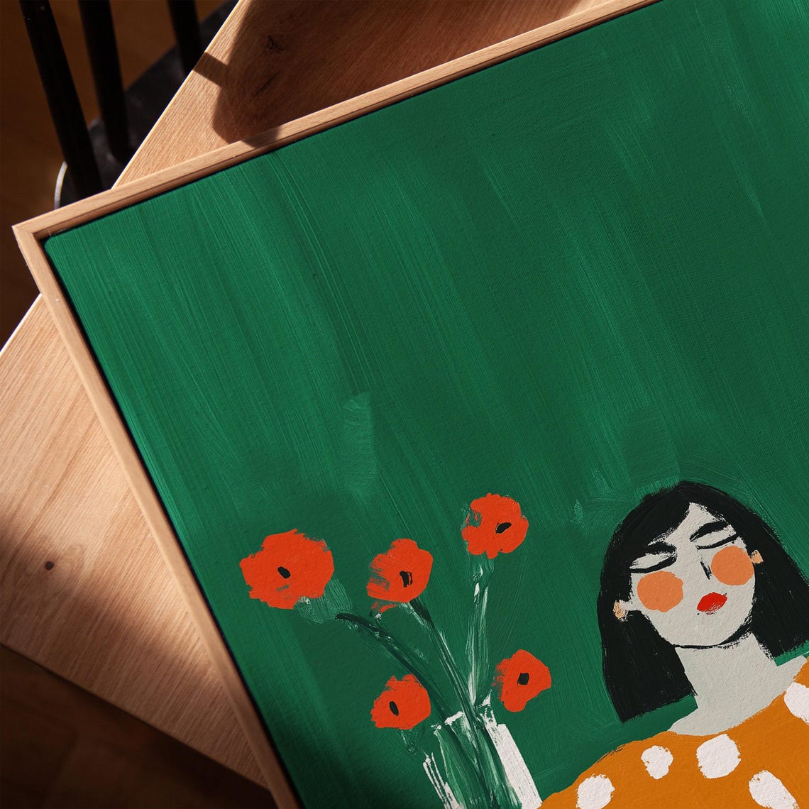 Woman In Orange Polka Dot Dress, Art Print - Image 2