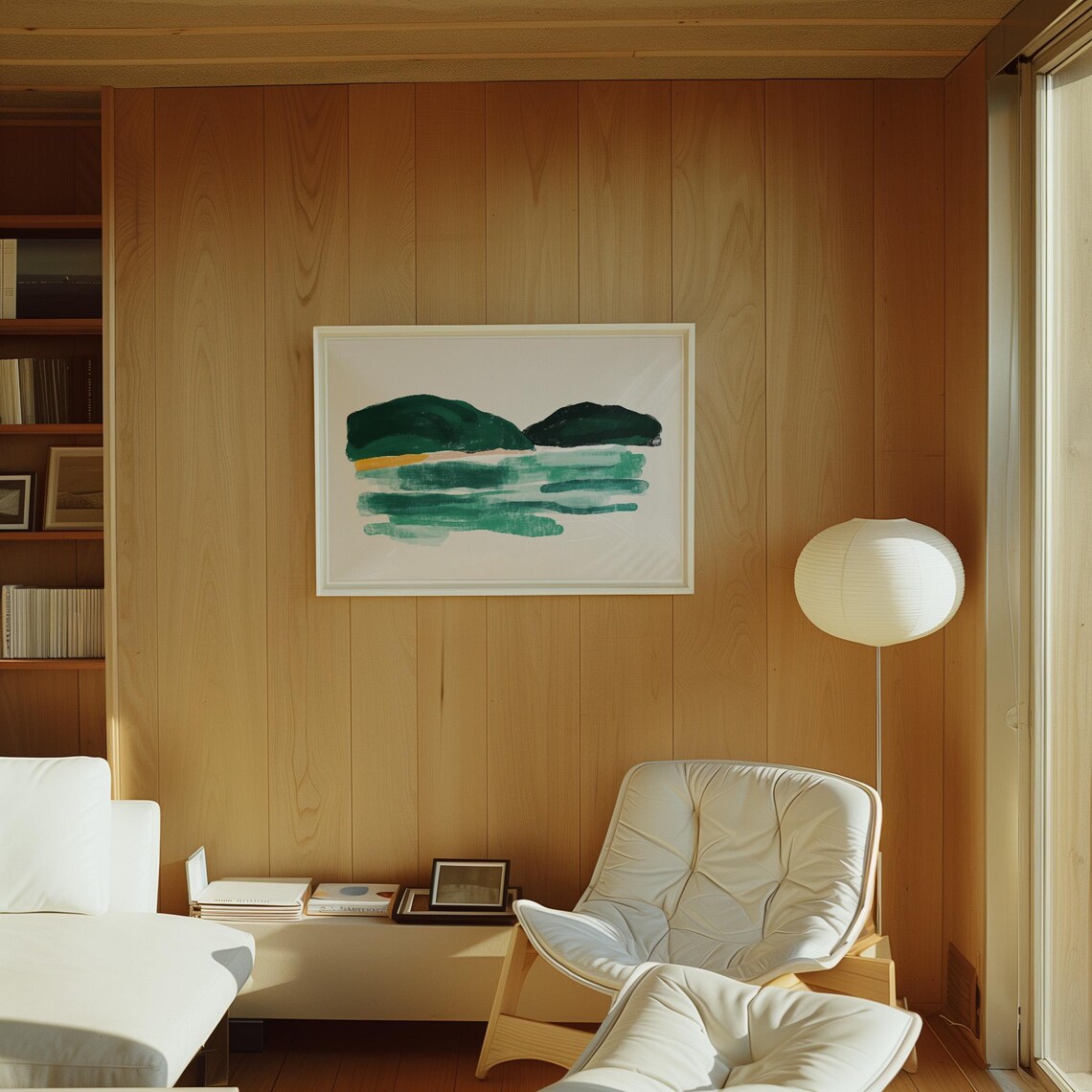 Minimalist Coastal Landscape, Abstract Ocean Hills - Image 4