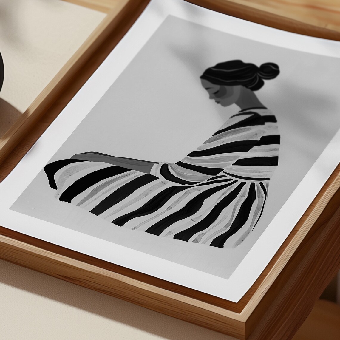 Contemplative Silence Abstract Woman Art Print - Image 3