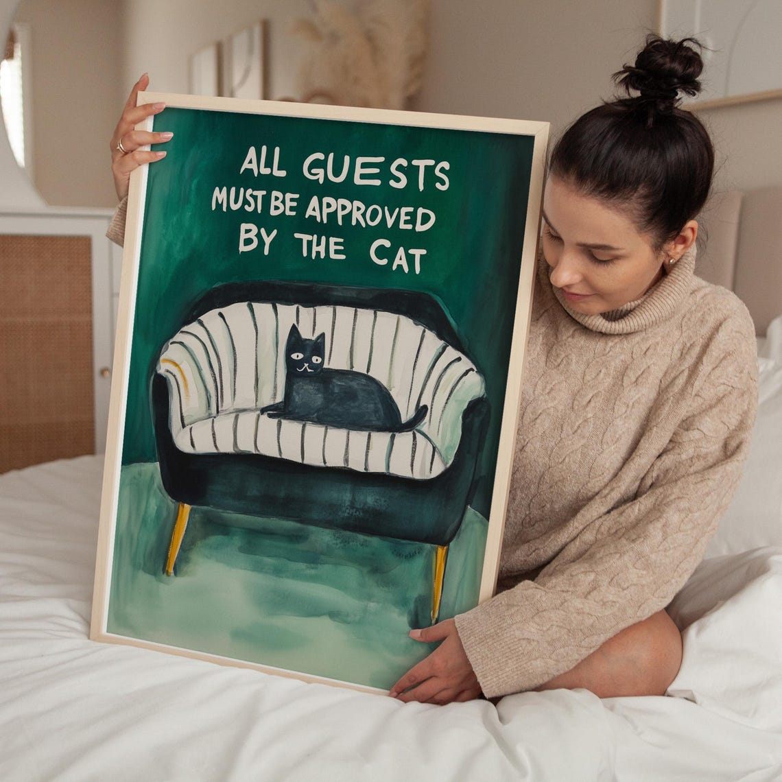 All Guests Must Be Approved By The Cat Funny Quote Cat Poster - Image 4