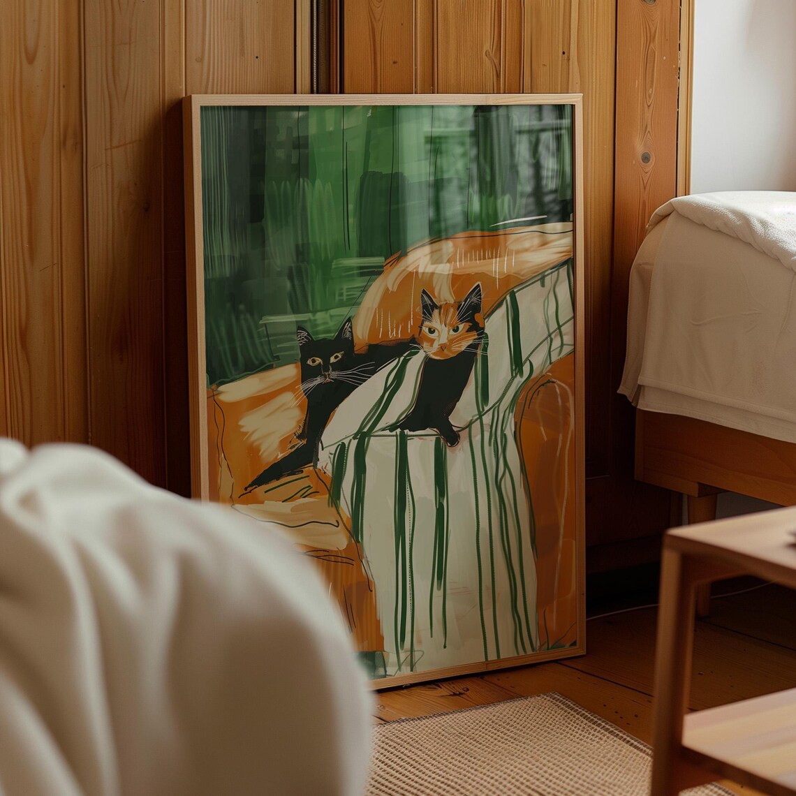 Sleeping Cats Minimalist Art Print, Living Room - Image 4