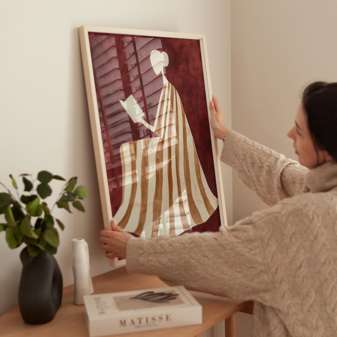 Minimalist Woman Reading Art Print, Elegant Silhouette - Image 2