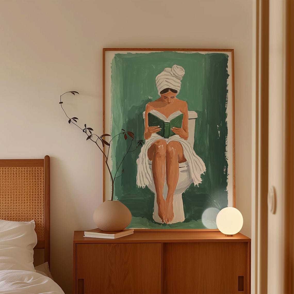 Woman Reading On Toilet, Minimalist Poster Print - Image 2