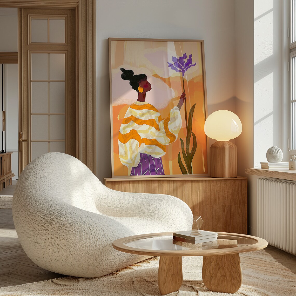 Orange Purple Abstract People Mid-Century Art Print - Image 3