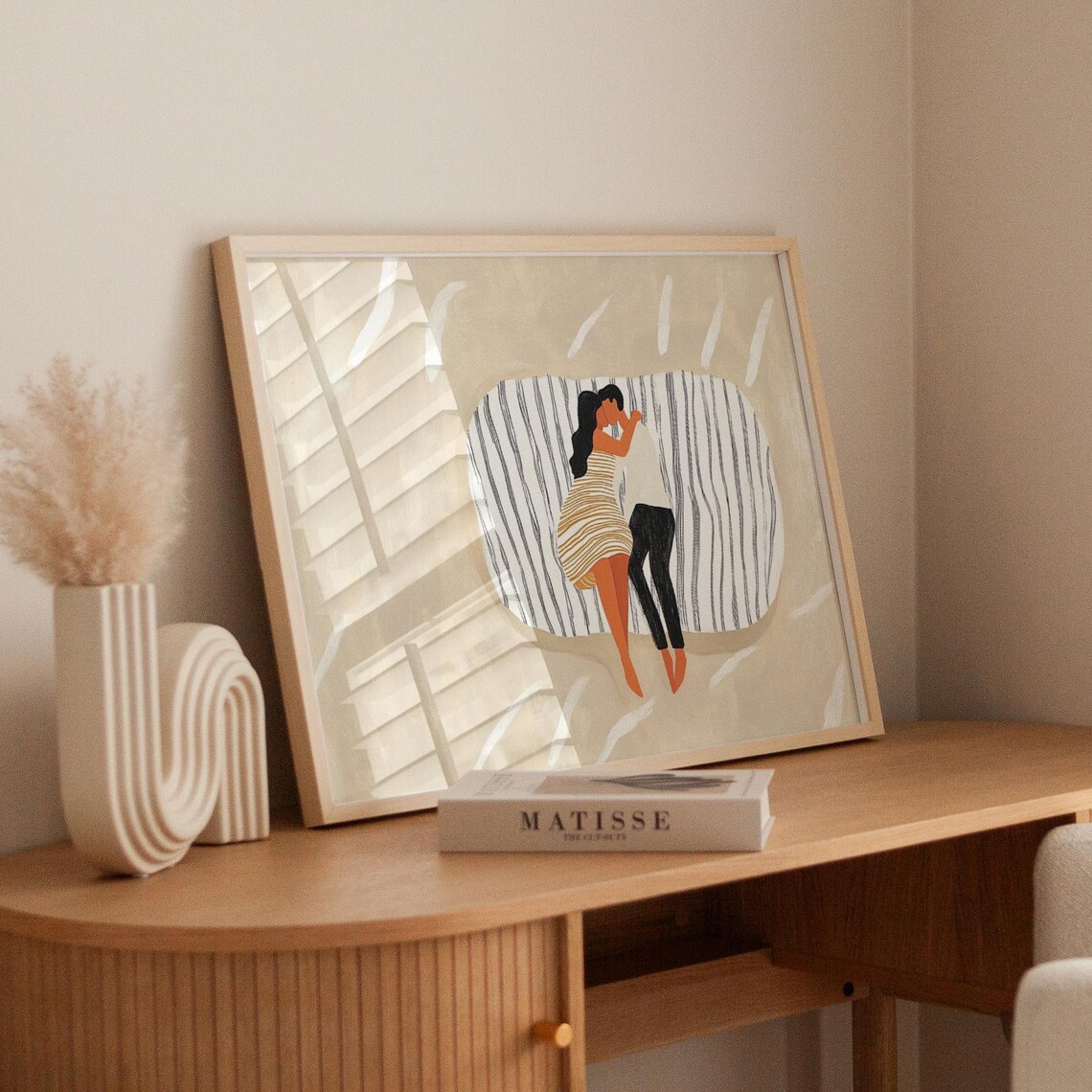 Abstract Couple Print, Minimalist Bedroom Love Art - Image 4