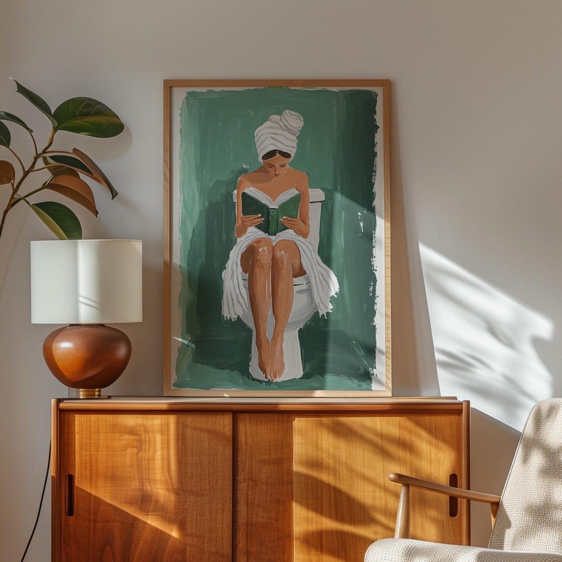 Woman Reading On Toilet, Minimalist Poster Print - Image 5
