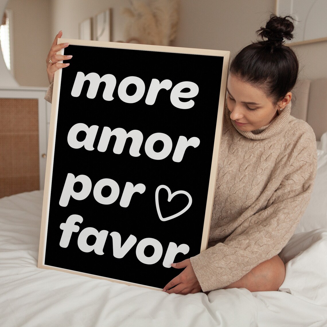 More Amor Por Favor Black Bold Modern Typography Love Quote Poster