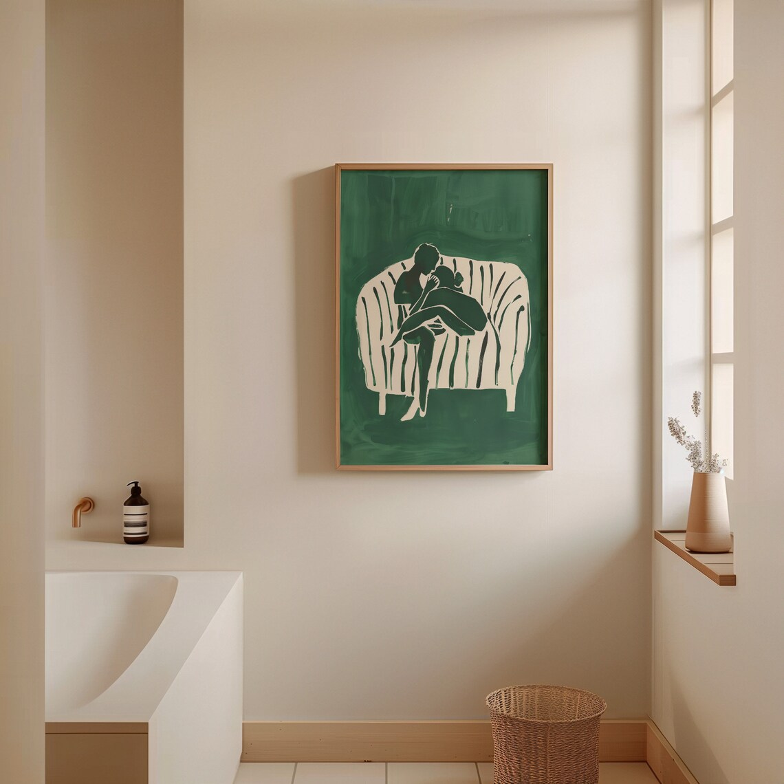 Abstract People Contemporary Minimalist Green Art Print - Image 4