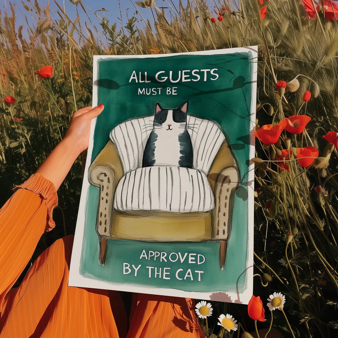 All Guests Must Be Approved by the Cat Funny Tuxedo Cat Poster - Image 4