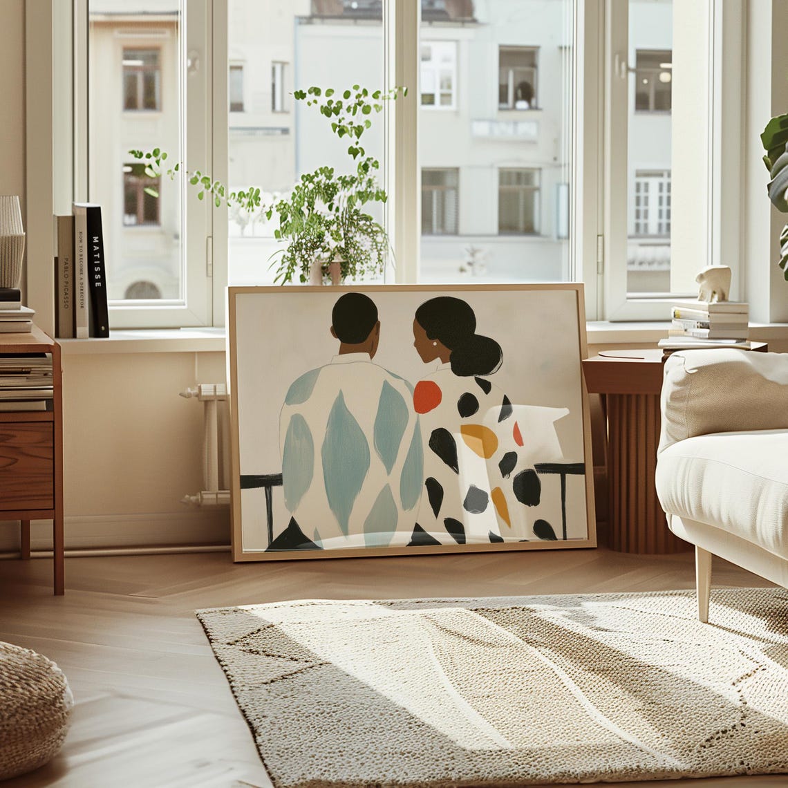 Back View Couple in Colorful Organic Blob Patterns Intimate Poster - Image 3