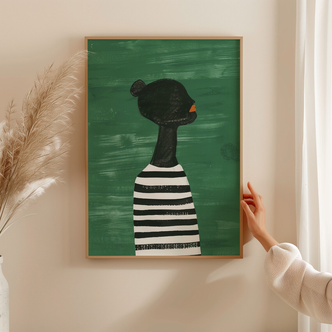 Abstract People Green Wall Art, Nordic Minimalist Print - Image 3