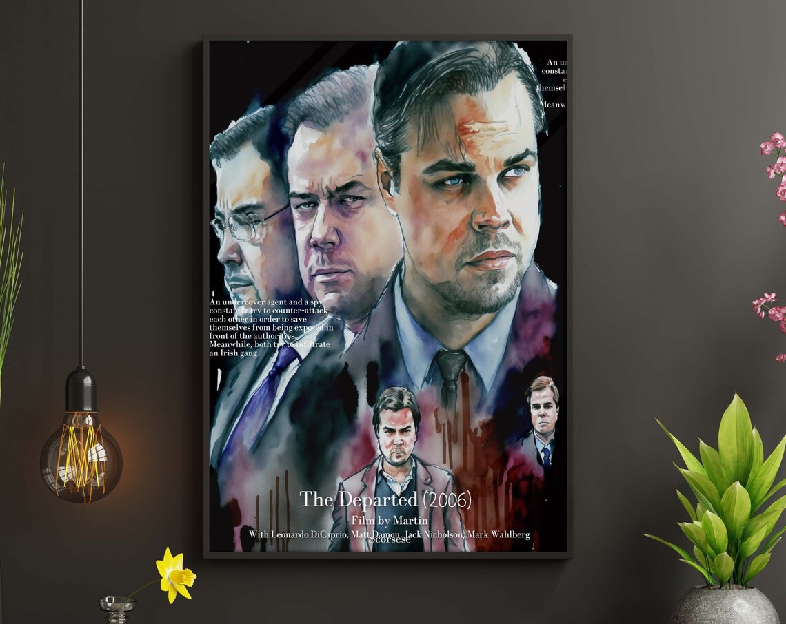 The Departed 2006 Movie Poster Minimalist Watercolor Movie Poster Gift Idea Print Film Paint Art Wall Decor