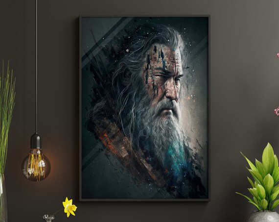 Gandalf the Grey Wizard Paint Splatter Portrait Movie Poster Art