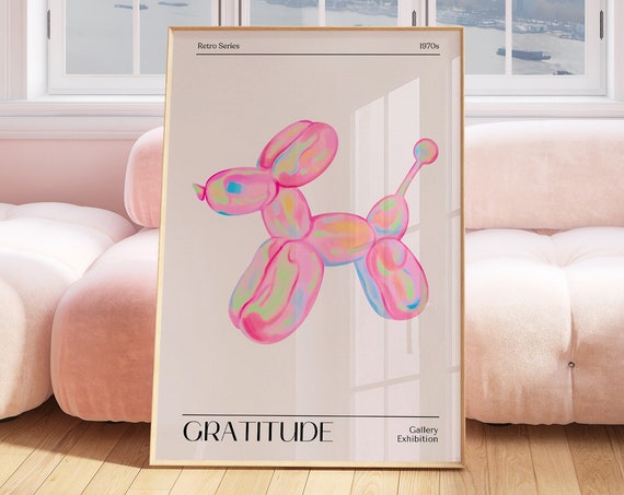 Balloon Dog Art Trendy Holographic Wall Retro Abstract Colorful Gradient Poster Print Vintage Euphoria Pastel