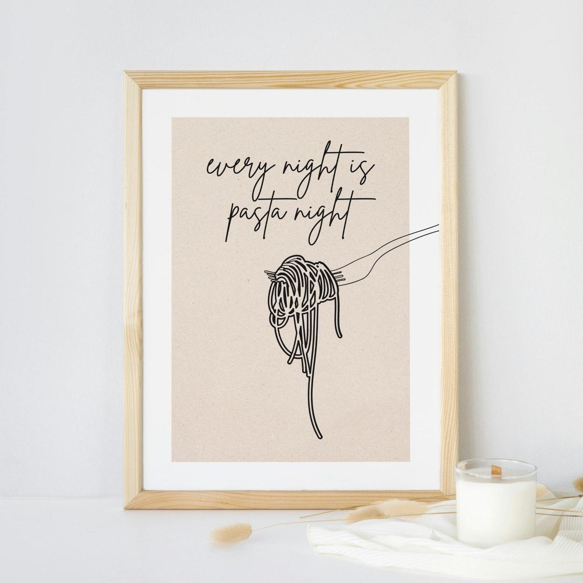 Physical Print Funny Pasta Wall Art Kitchen Decor Instant Italian Food Lover Gift Prints