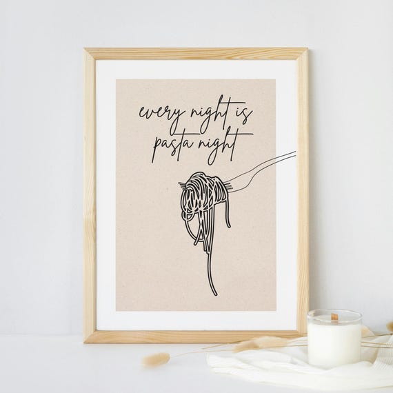 Physical Print Funny Pasta Wall Art Kitchen Decor Instant Italian Food Lover Gift Prints