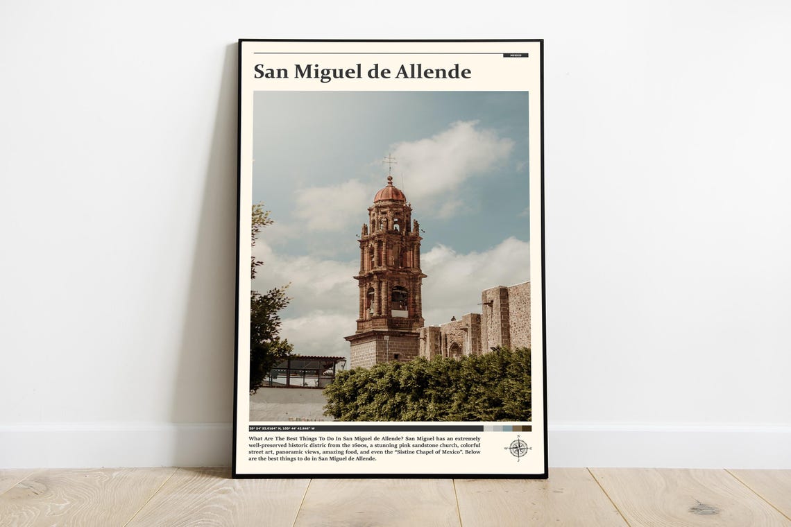 San Miguel de Allende Mexico Church Tower View Travel Poster