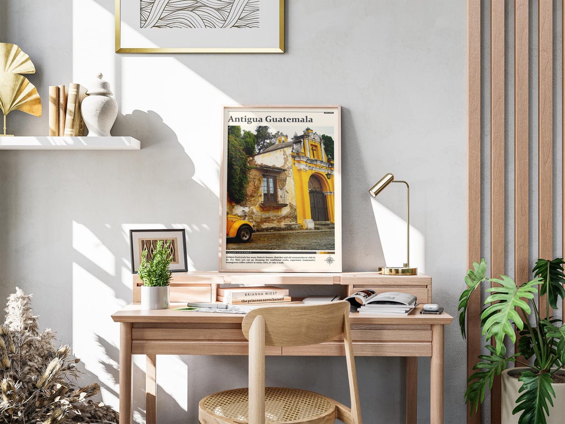 Antigua Guatemala Colonial Street Yellow Facade Photography Poster - Image 4