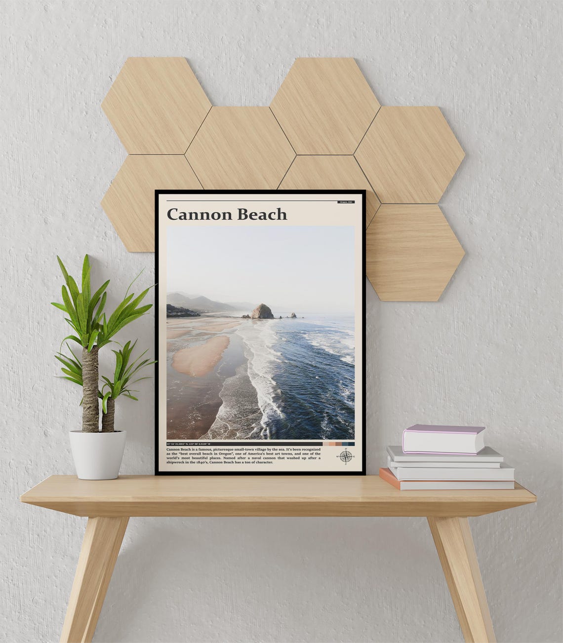 Cannon Beach Haystack Rock Aerial Oregon Coast Ocean Waves Poster - Image 3