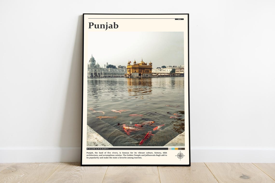 Punjab India Golden Temple Amritsar Sacred Pool Reflection Poster