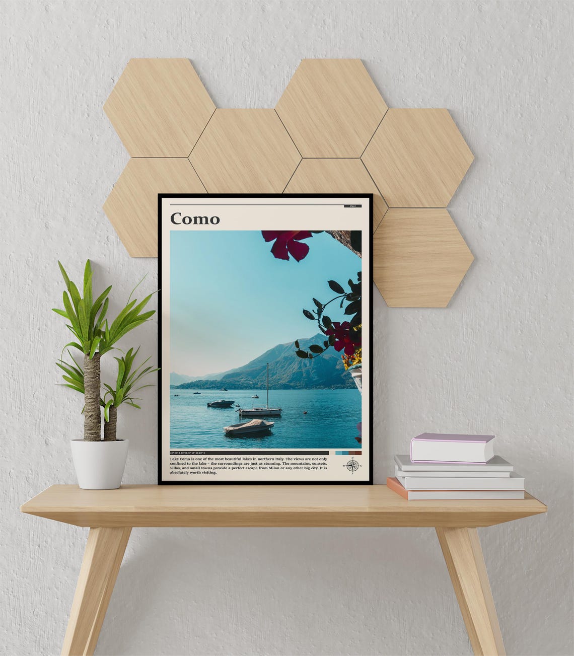 Como Italy Lake Como Harbor Boats Mountain View Photography Poster - Image 3