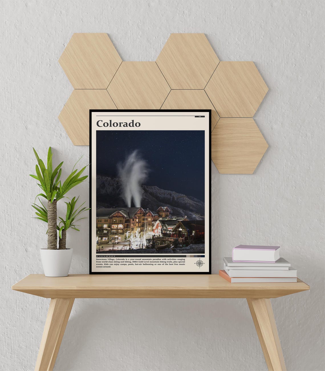 Colorado Snowmass Village Starry Night Ski Resort Lights Poster - Image 3