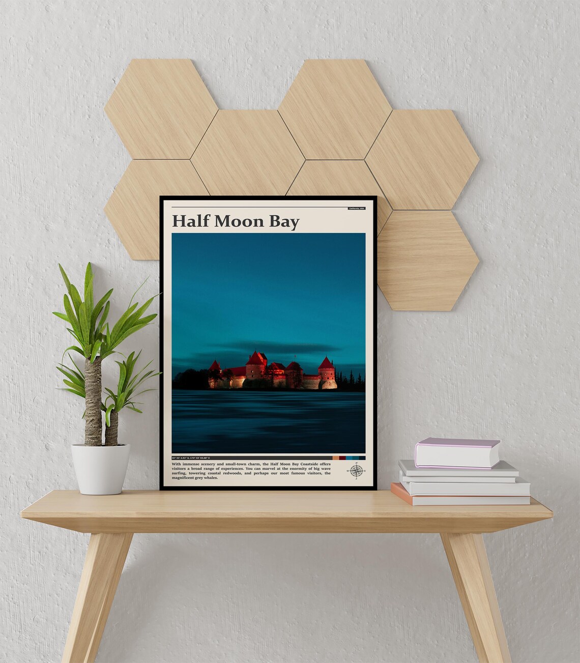 Half Moon Bay California Lakeside Castle Sunset Photography Poster - Image 3
