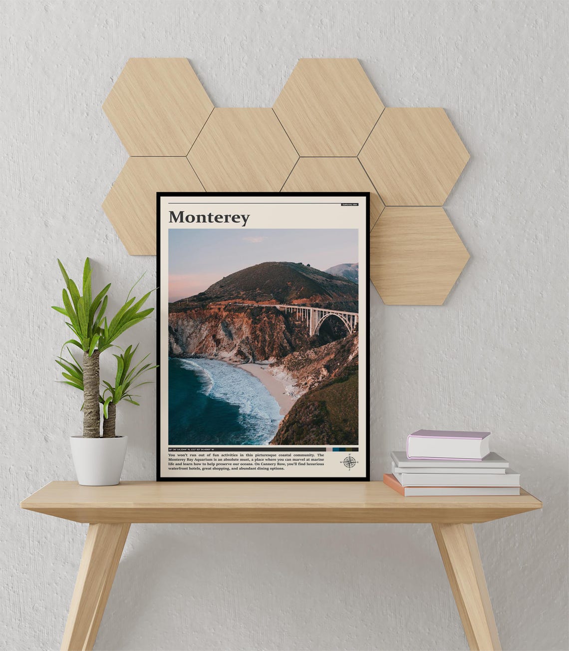 Monterey Bixby Bridge Coastal Cliffs Sunset California Travel Poster - Image 3