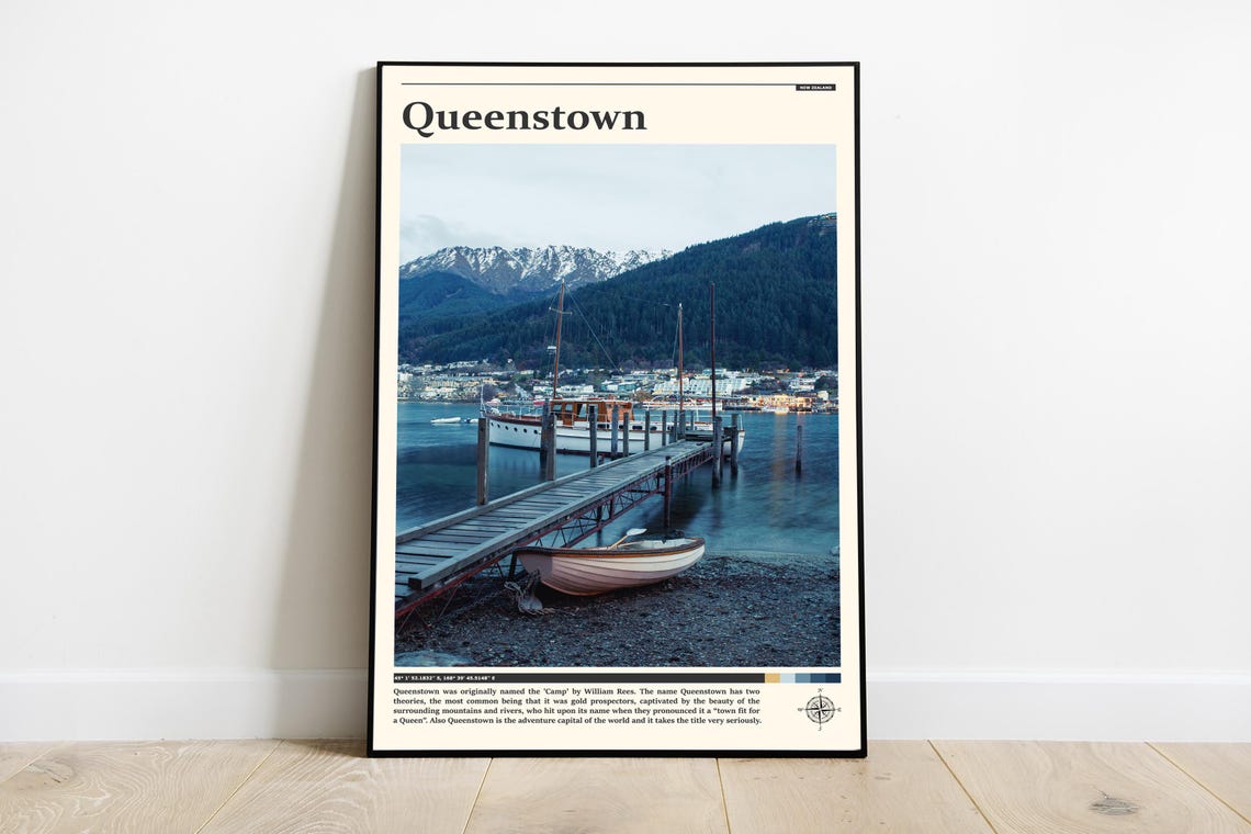Queenstown Print Queenstown Wall Art Queenstown Poster Queenstown Photo Queenstown Poster Print New Zealand Travel Art