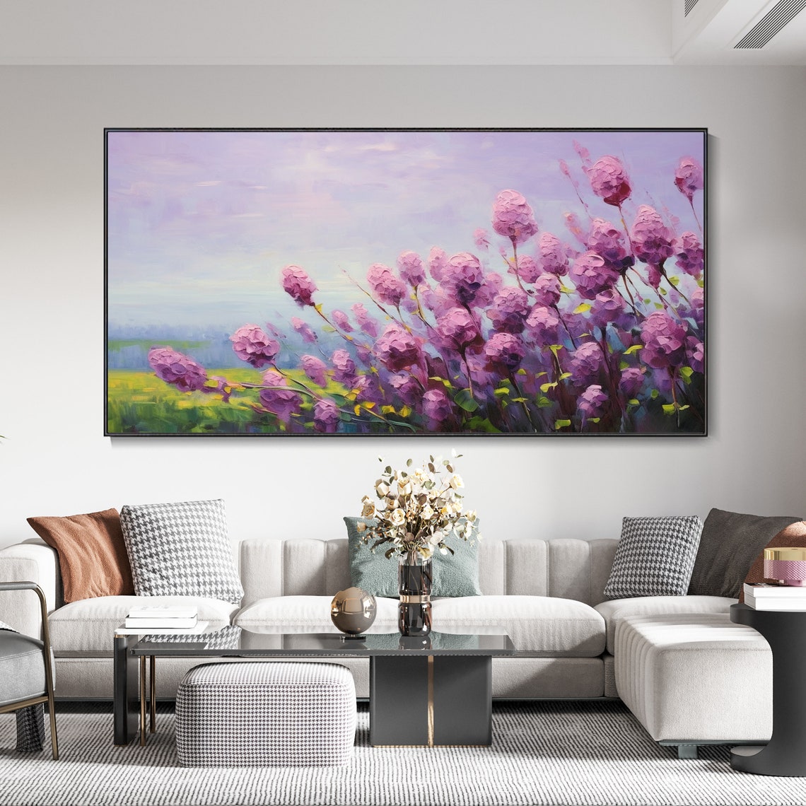 Purple Wildflower Meadow Lavender Field Impressionist Poster - Image 3