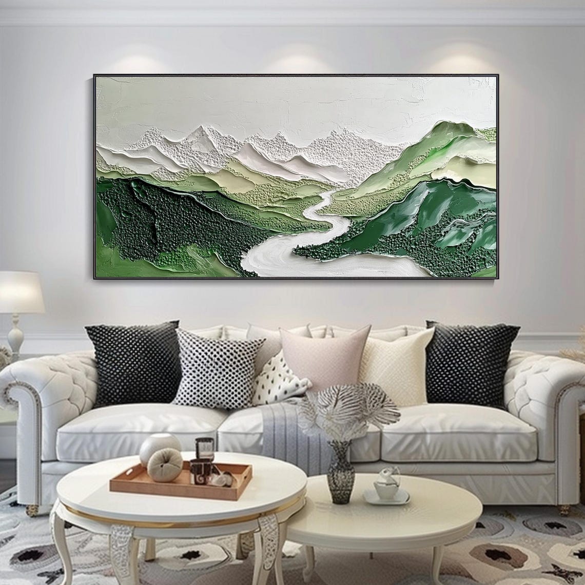 Green Mountain Valley Winding White River Textured Art Poster - Image 2