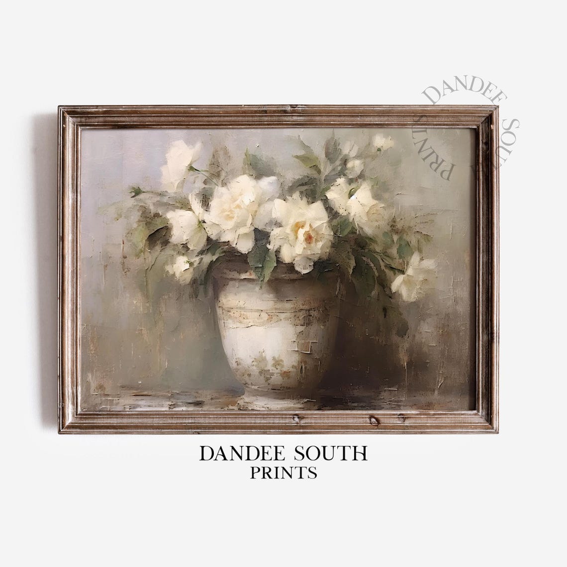 White Flowers Wall Art Floral Rustic Farmhouse Decor Vintage Botanical Neutral Flower 134