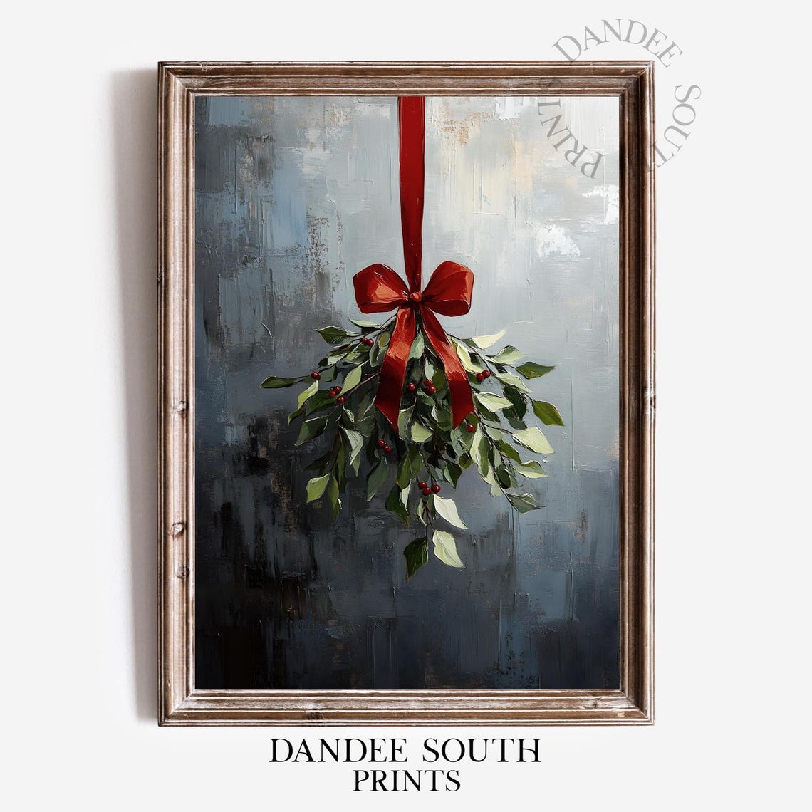 Vintage Mistletoe Wall Art Christmas Botanical Rustic Holiday Home Decor Seasonal 765