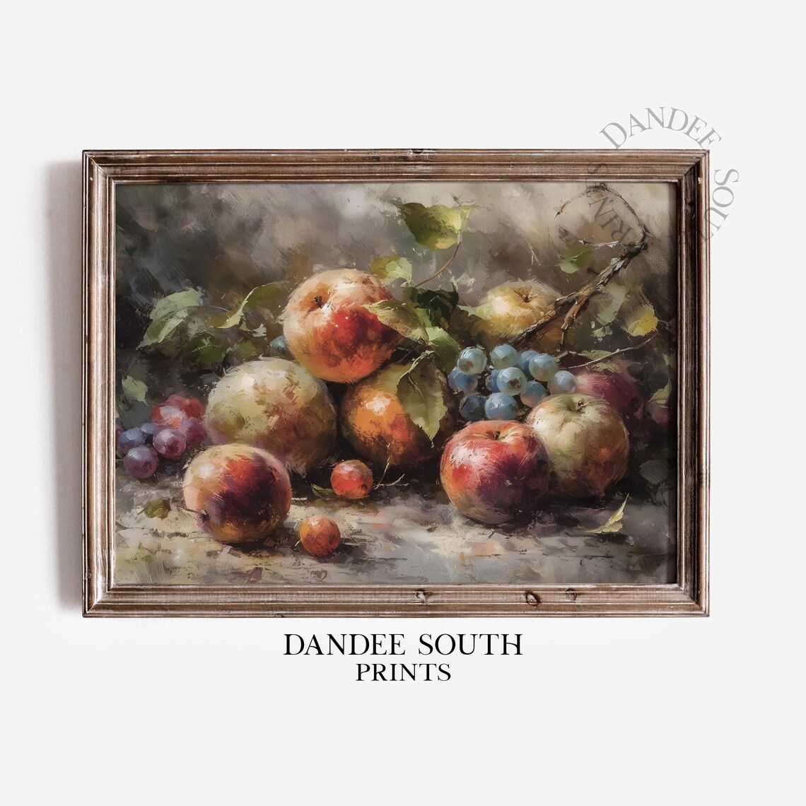 Vintage Fruit Still Life Apples Grapes Oil Painting Art Poster