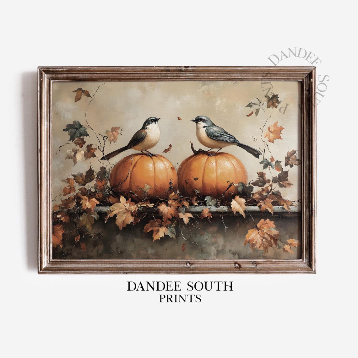 Fall Pumpkins And Birds Wall Art Vintage Autumn Farmhouse Rustic Thanksgiving Home Decor 548