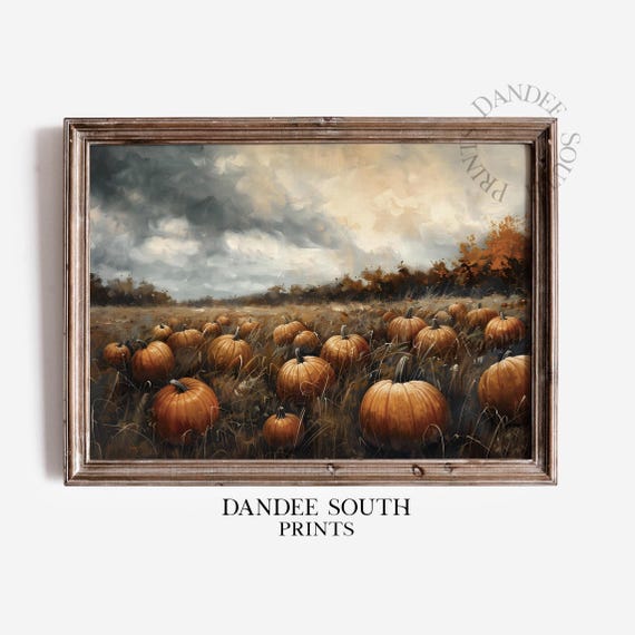 Fall Pumpkin Patch Wall Art Autumn Landscape Pumpkins Vintage Farmhouse Thanksgiving Decor 584