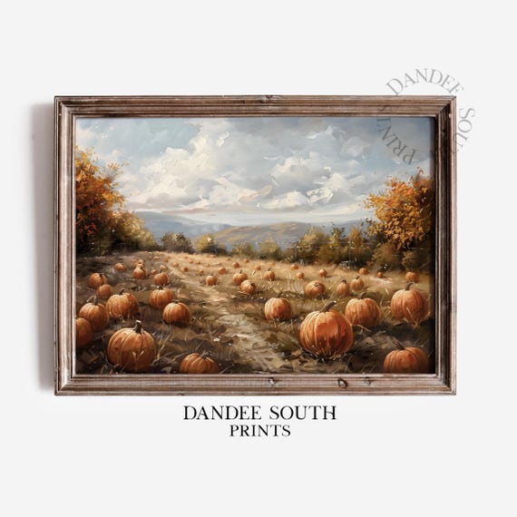 Fall Pumpkin Patch Wall Art Autumn Landscape Pumpkins Vintage Farmhouse Home Decor 583