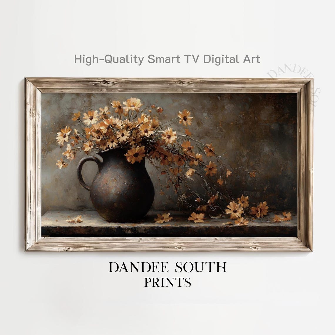 Fall Tv Art For Frame Smart Autumn Flowers In Vase Painting Rustic Farmhouse Display Tv051